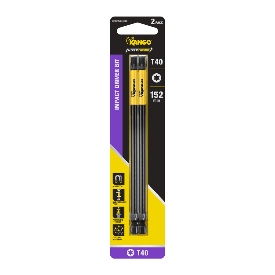 Kango 152mm TX40 HYPERTORQUE Impact Driver Bits 2 Pack - High Torque - Magnetic Tips - SuperSaverAU - view 1