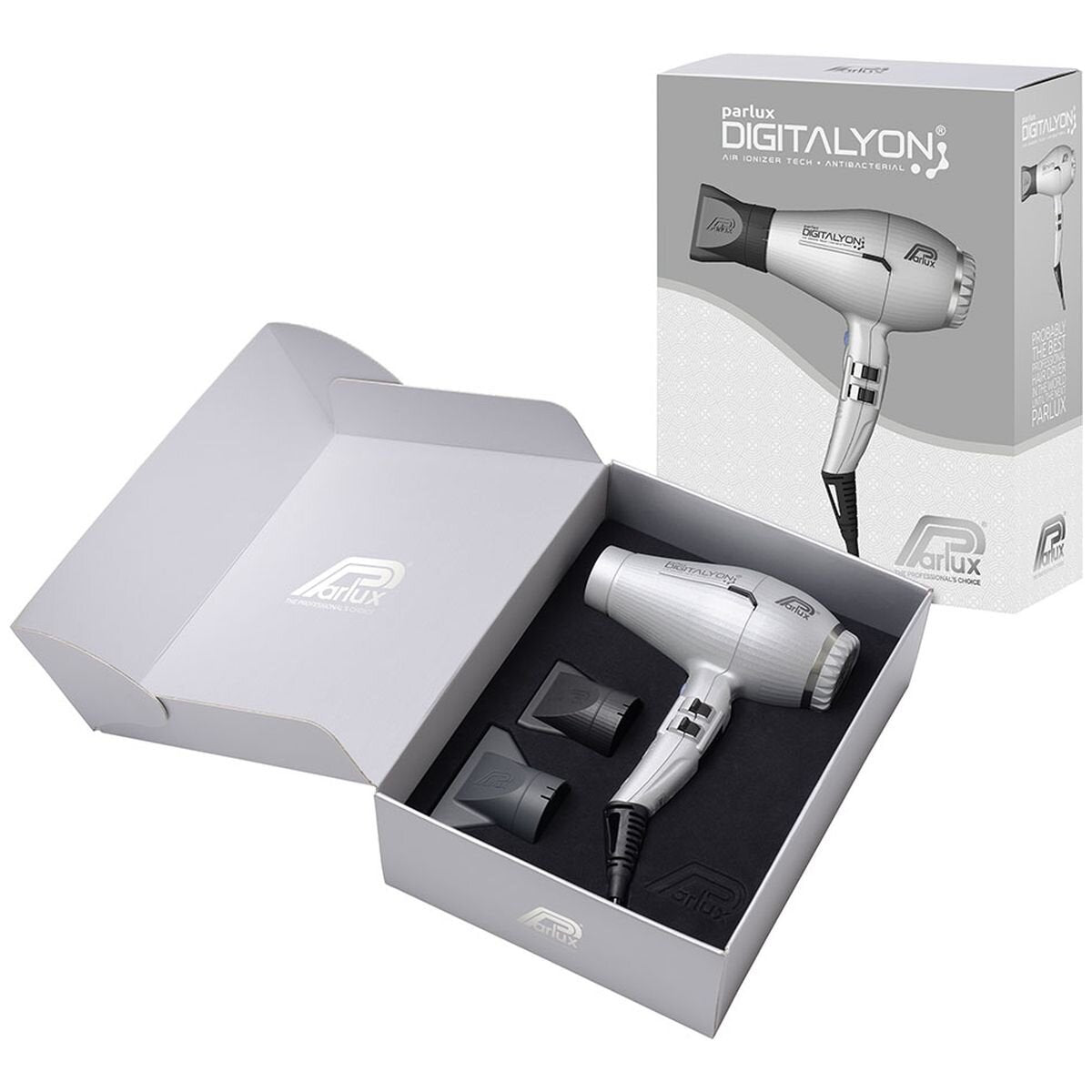 Parlux Digitalyon 2400W Hair Dryer - Silver, Ionic and Ceramic, Brushless E-Lyon Motor - 150147