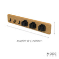 MODE 3 Hooks & 3 Grips On Bamboo Board Hook Rack 450mm Black