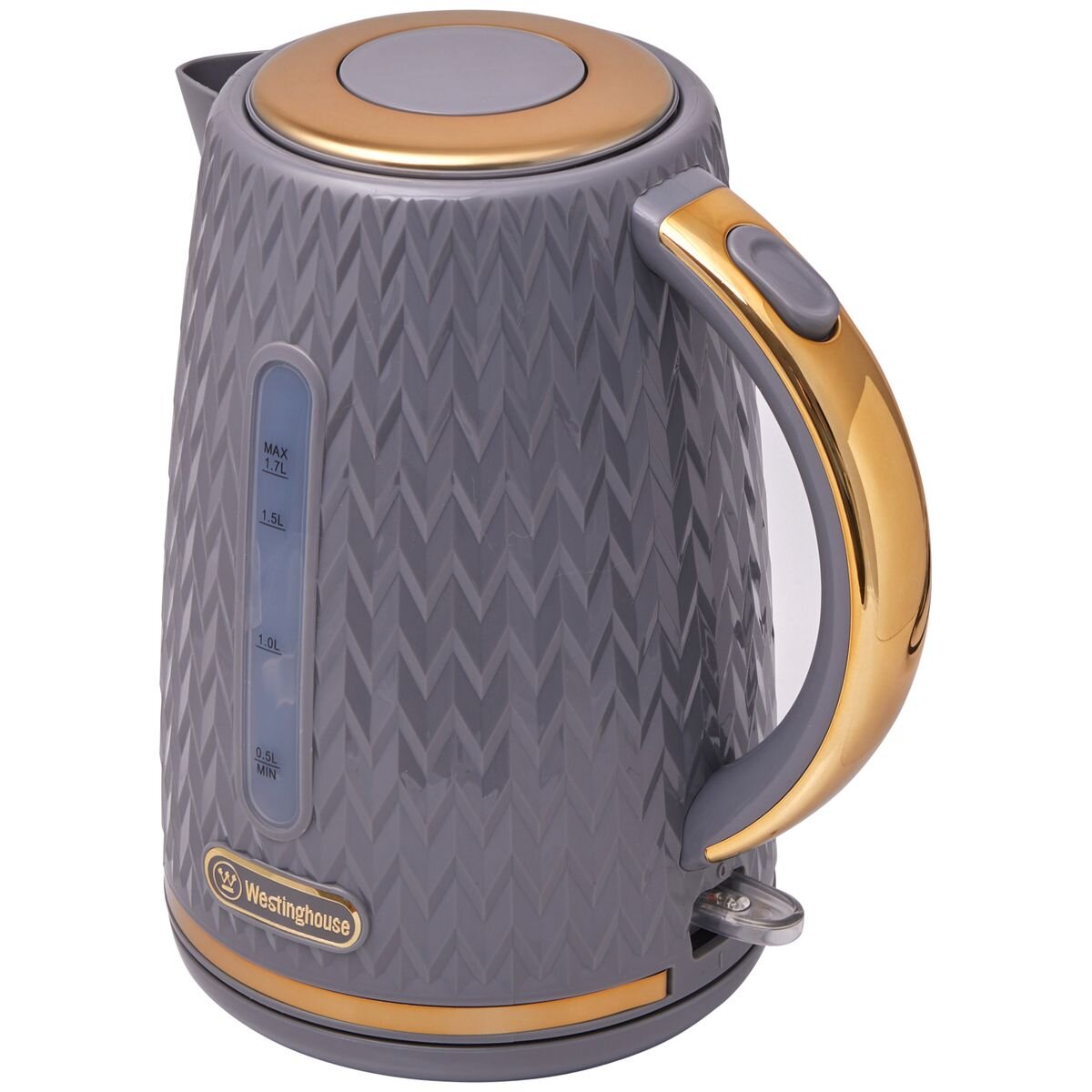 Westinghouse Kettle and Toaster Pack - 1.7L Rapid Boil Kettle, 4 Slice Toaster, Grey Gold - WHKTPK13GG