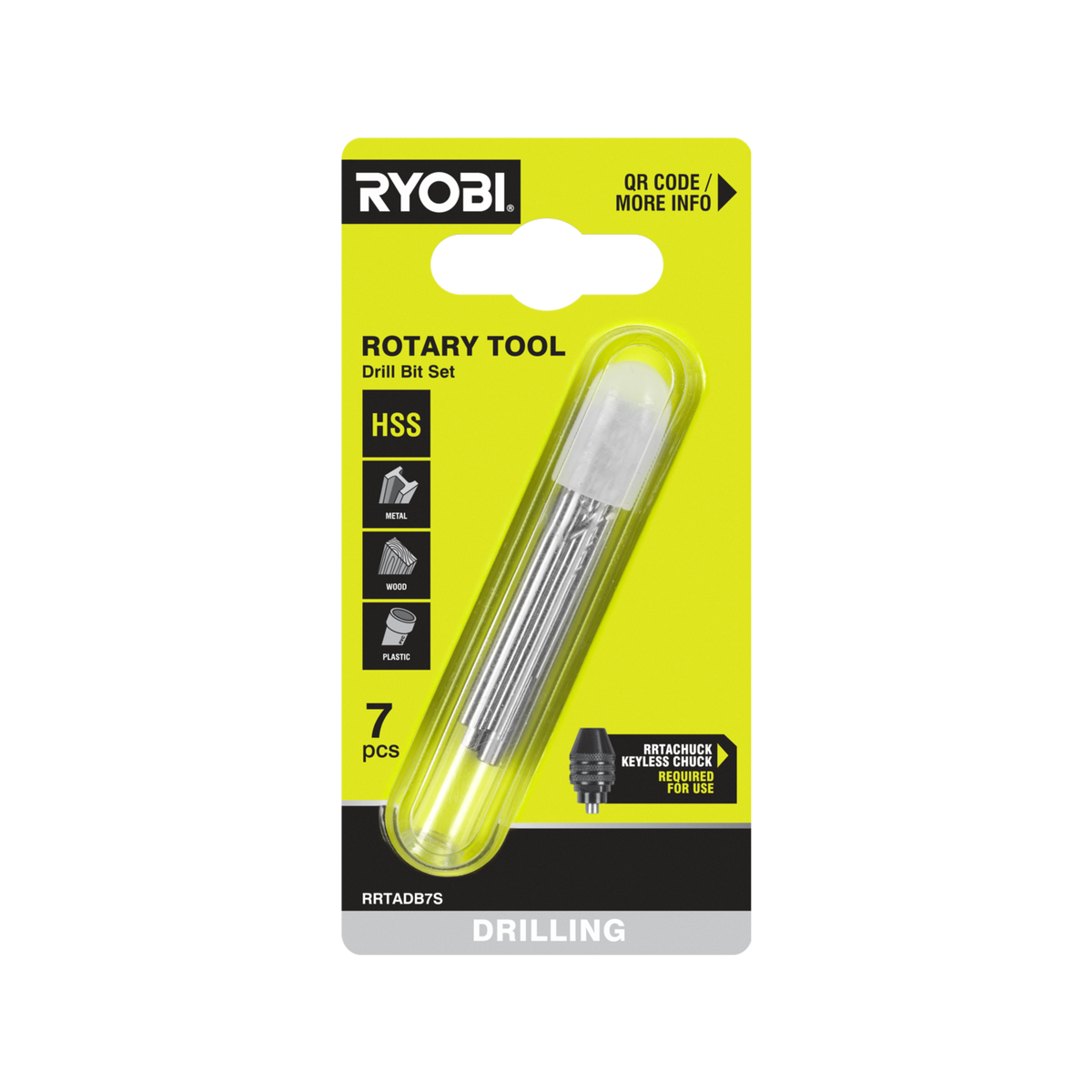 Ryobi Rotary Tool Drill Bit Set - 7 Pieces - M2 High-Speed Steel - 0.8mm to 3.2mm - SuperSaverAU - view 1