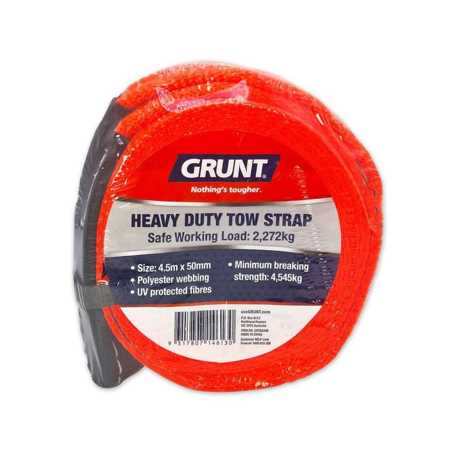Grunt Heavy Duty Tow Strap 50mm x 4.5m Polyester UV Protected - SuperSaverAU - view 1