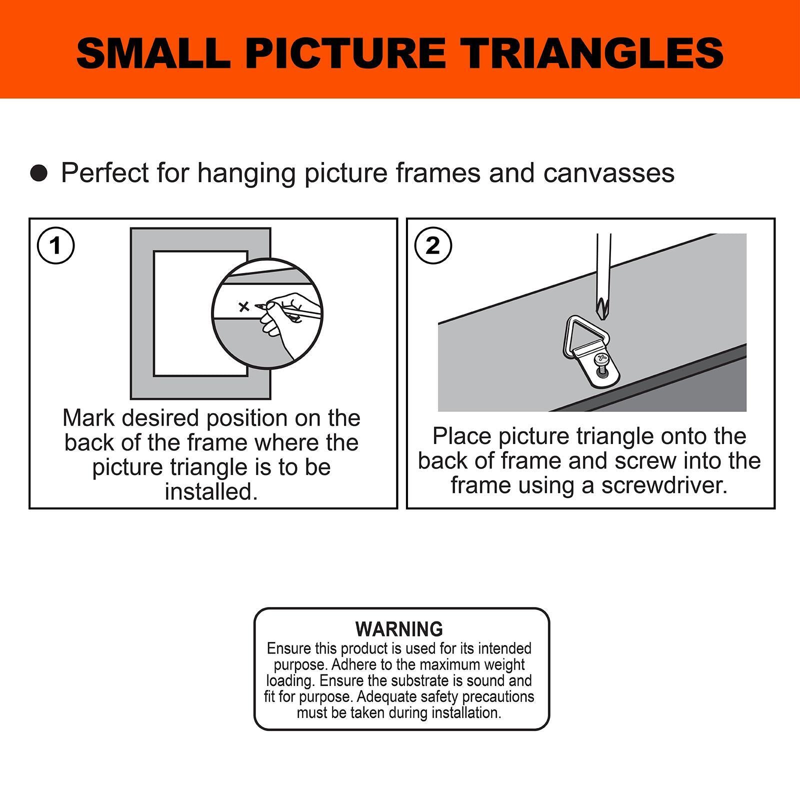 Everhang 6kg Brass Plated Steel Picture Hanging Triangle D-Ring - 25 Pack