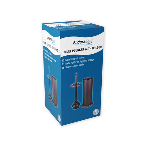 EnduraSeal Black Toilet Plunger With Holder 165 x 470mm PVC