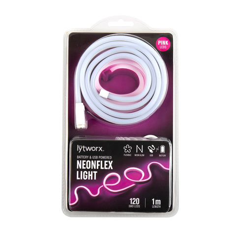 Lytworx 1m Pink Battery or USB Powered Neonflex Light 62001