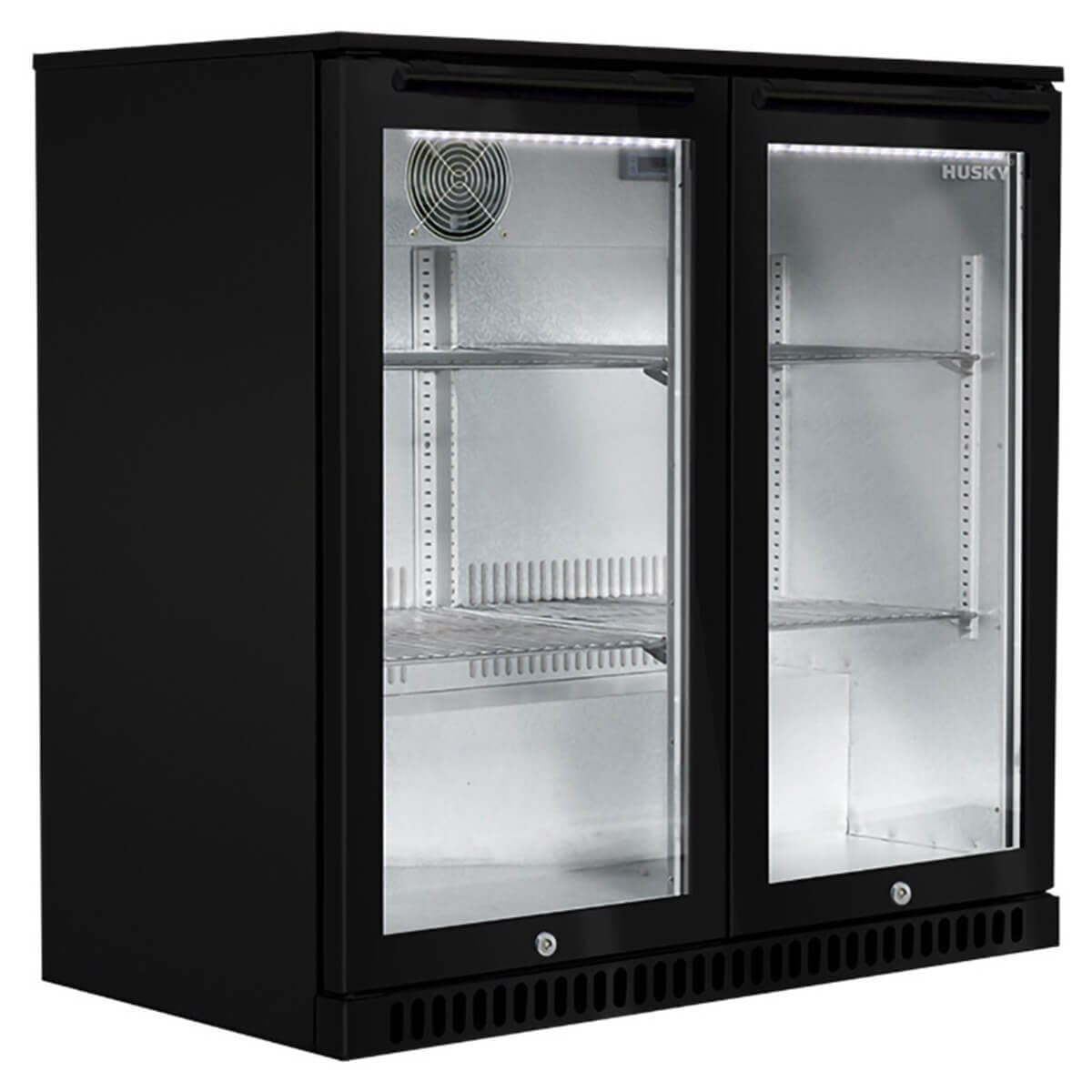 Husky Double Door Outdoor Beverage Fridge - Black, Mullion Heater, Lockable - ALF-C2-BLK-840EL