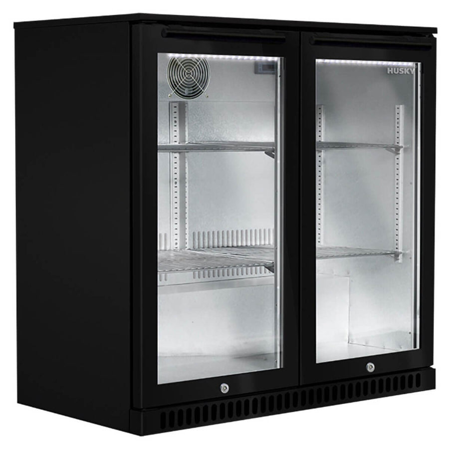 Husky Double Door Outdoor Beverage Fridge - Black, Mullion Heater, Lockable - ALF-C2-BLK-840EL