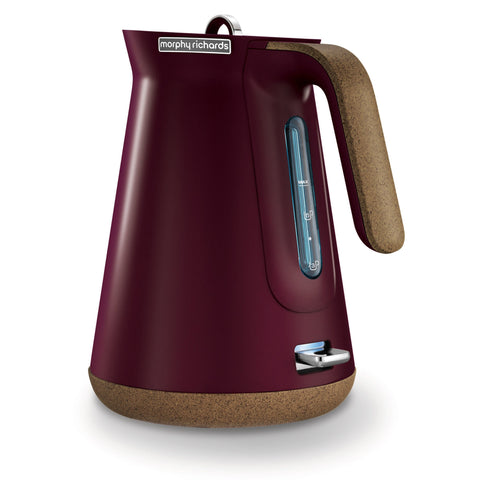 Morphy Richards Aspect Kettle 1.5L - Maroon Stainless Steel, Cork Effect Handle and Base - 100017