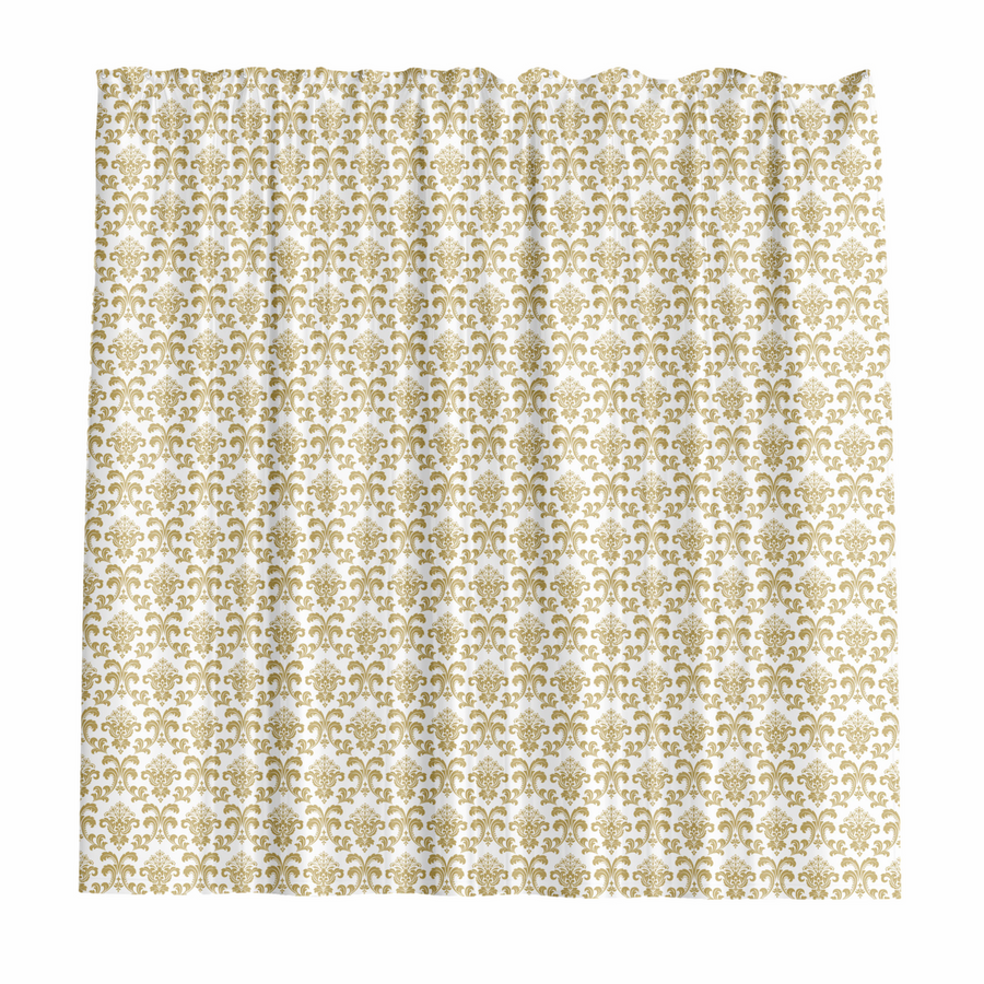 Barelli Shower Curtain - Fleur De Lis Gold Metallic - 180 x 180cm - Waterproof - SuperSaverAU - view 1