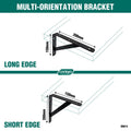 Carinya 200 x 150mm Black Heavy Duty Straight Stayed Bracket, Powder Coated Steel, 225kg