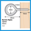 Everhang Screw Eye Hooks - 12mm - Zinc Plated - 25 Pack - SuperSaverAU - view 4