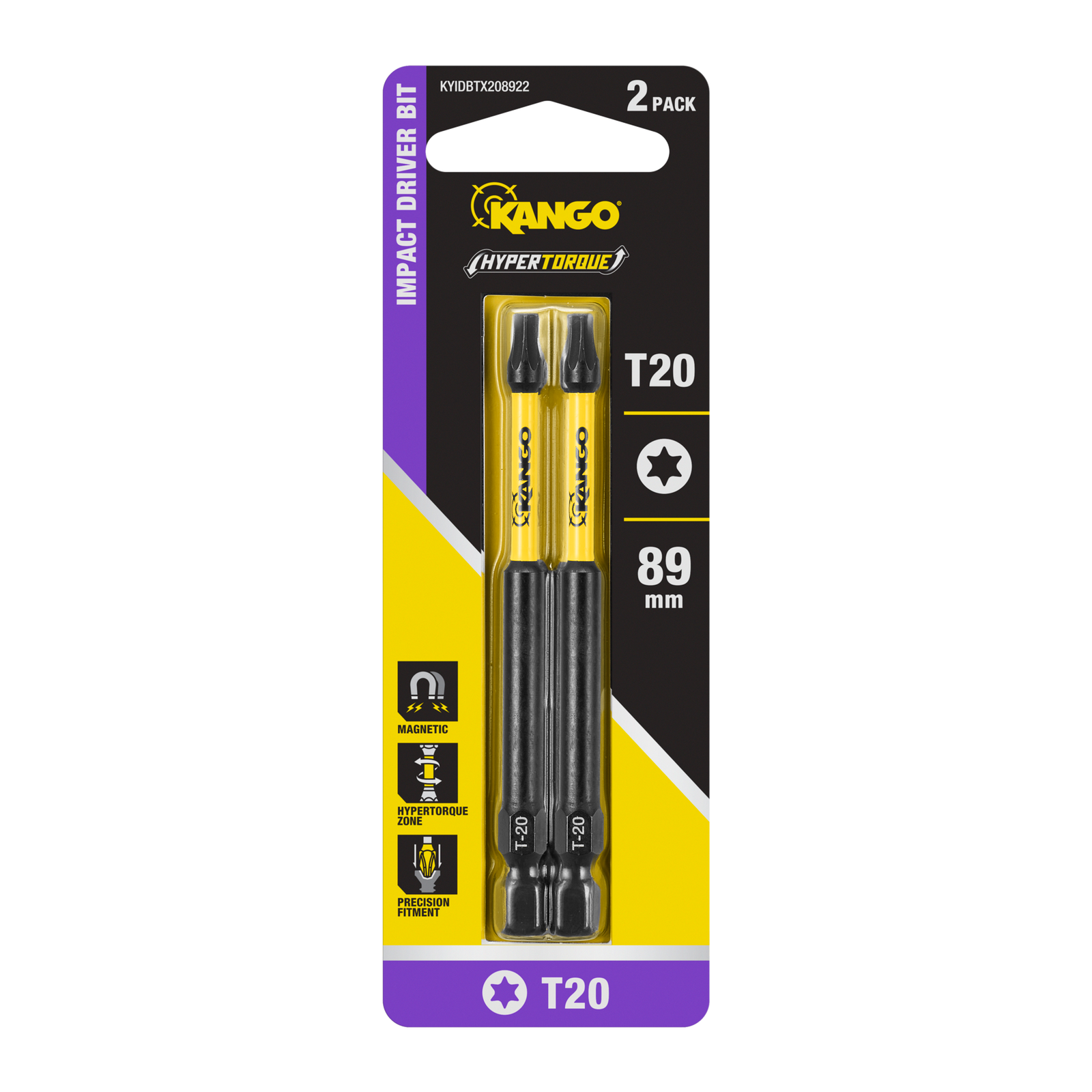 Kango 89mm TX20 Hypertorque Impact Driver Bit 2 Pack - Torx TX20 for Impact Drivers