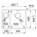 Franke Maris 1 and 1/2 bowl left topmount sink with extension drainer - Matte Black - MRG660-SBLMBFPC