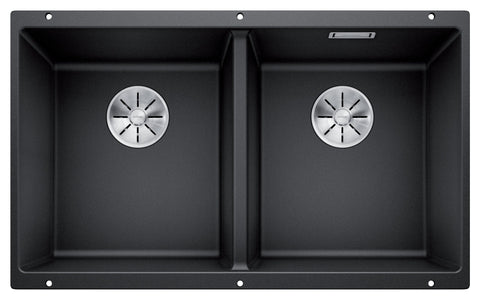 Blanco double bowl undermount sink - Rock Grey granite composite, acid resistant, rear waste - SUB350350UGK5