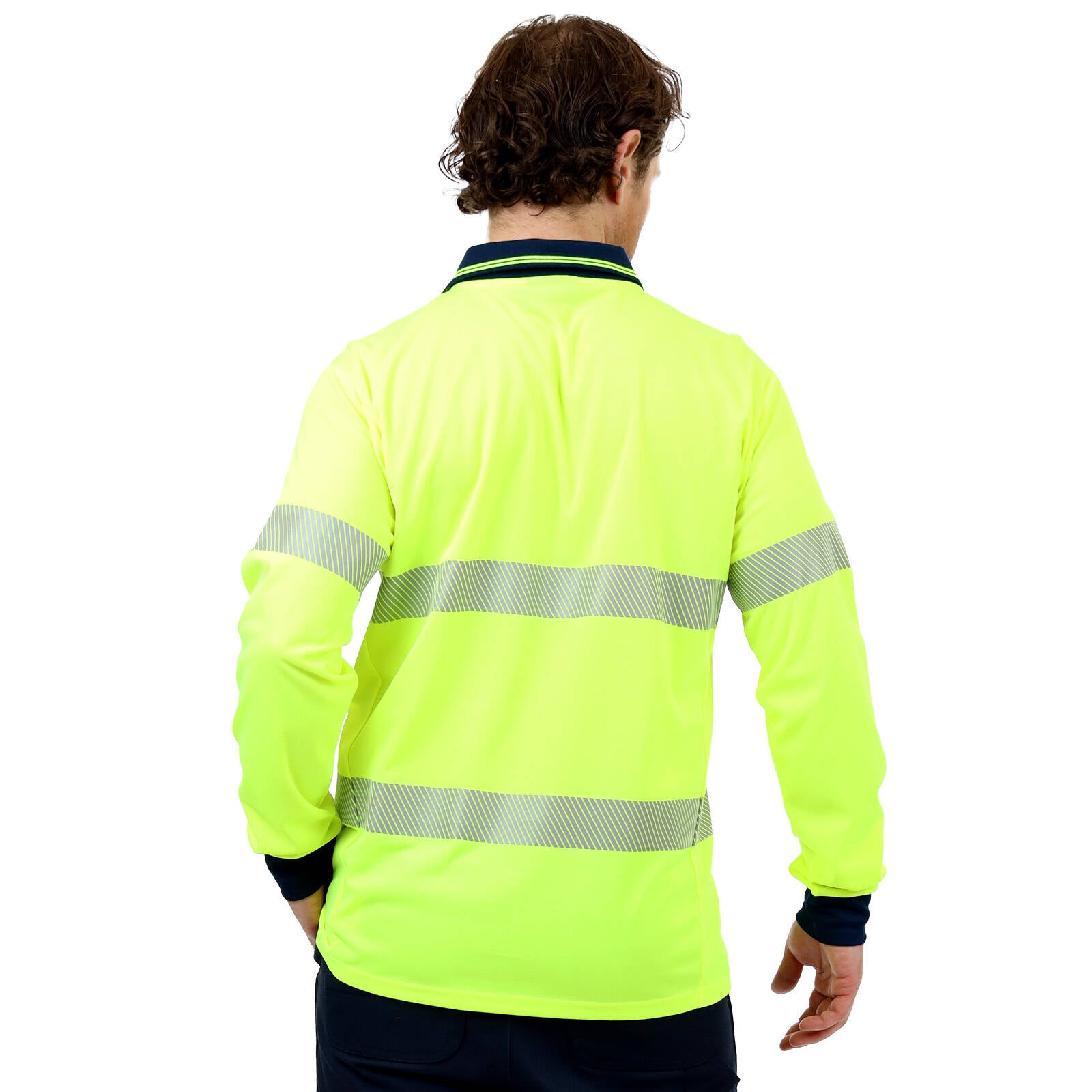 Citeco Men's Yellow Hi Vis Long Sleeve Polo Reflective - Large