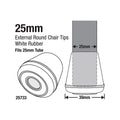 Surface Gard 25mm White Round Rubber Chair Tips 4 Pack - Floor Protection - SuperSaverAU - view 2