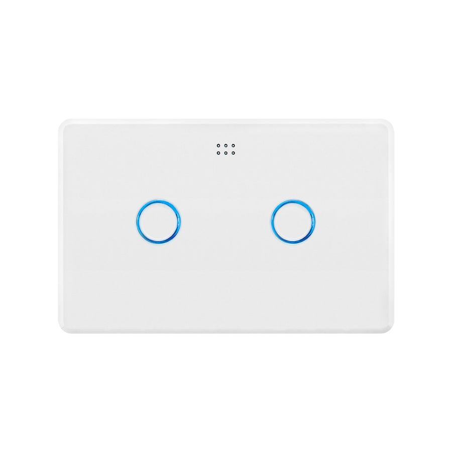 DETA White Gloss Polycarbonate Grid Connect Smart Double Gang Touch Light Switch 6912HA