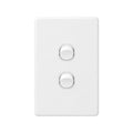 Deta X6 Gloss White Double Vertical Switch - 2 Gang - Polycarbonate - Durable - SuperSaverAU - view 1