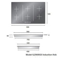 ILVE 90cm induction cooktop - six zones - 11 heating levels - black ceramic glass - ILD906G5