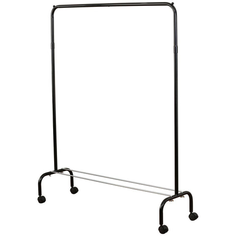 L.T. Williams Steel garment rack - black, single clothes rail, mounted on castors - 6152