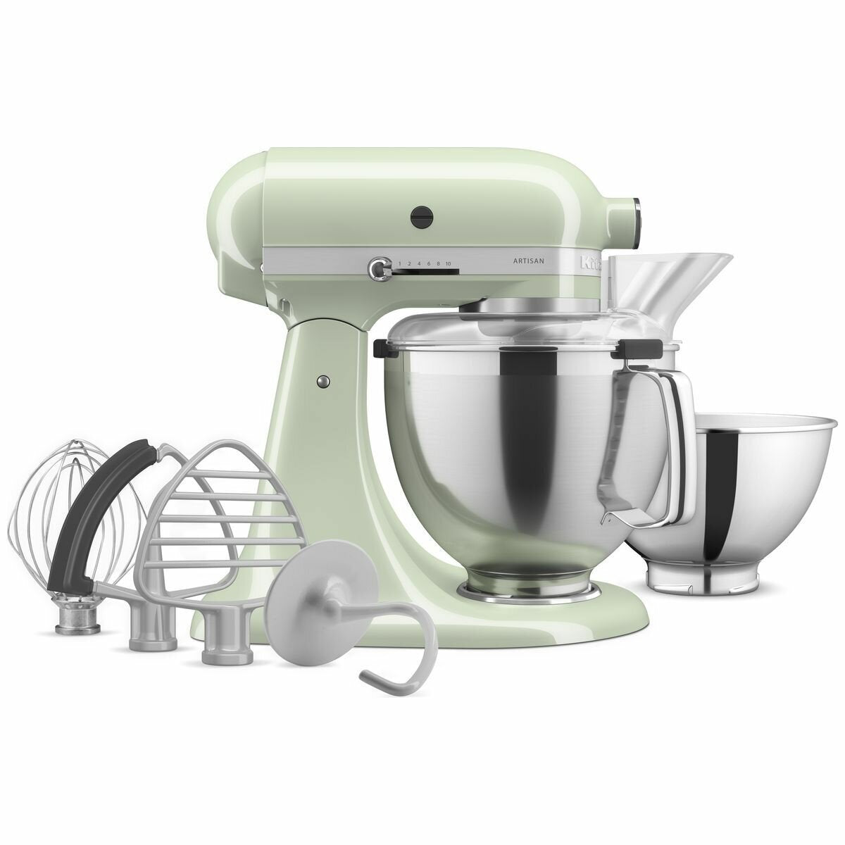 KitchenAid KSM195 Artisan stand mixer - Pistachio, two stainless steel bowls, 10 speeds - 5KSM195PSAPT