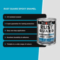 White Knight Rust Guard Epoxy Enamel Paint 1L - Machinery Grey Gloss, Solvent Based Metal Paint