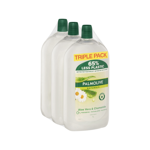 Palmolive Naturals Aloe Vera & Chamomile Hand Wash Refill, 1L 3 Pack