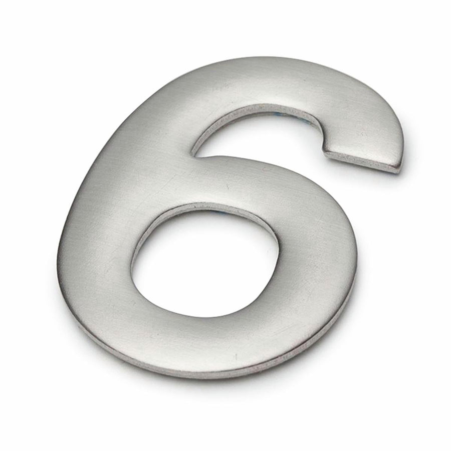 Sandleford 50mm Stainless Steel Self Adhesive House Number 6 - Silver - SuperSaverAU - view 1