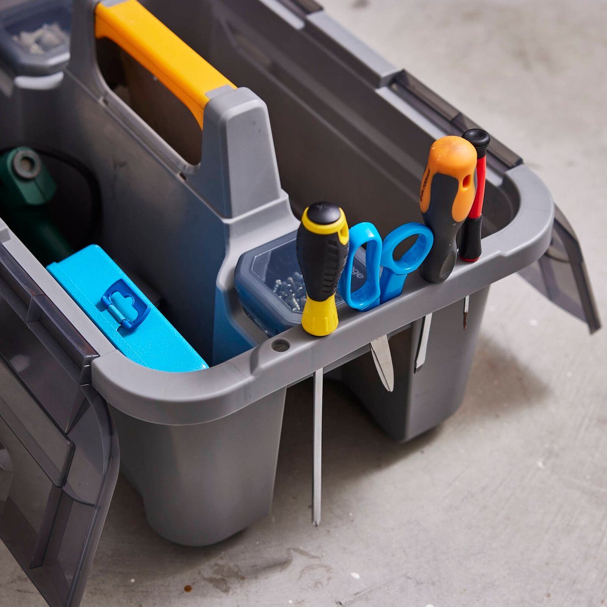 Ezy Storage 22L Bunker Tough Heavy Duty Caddy - Charcoal - Modular Stacking - SuperSaverAU - view 3