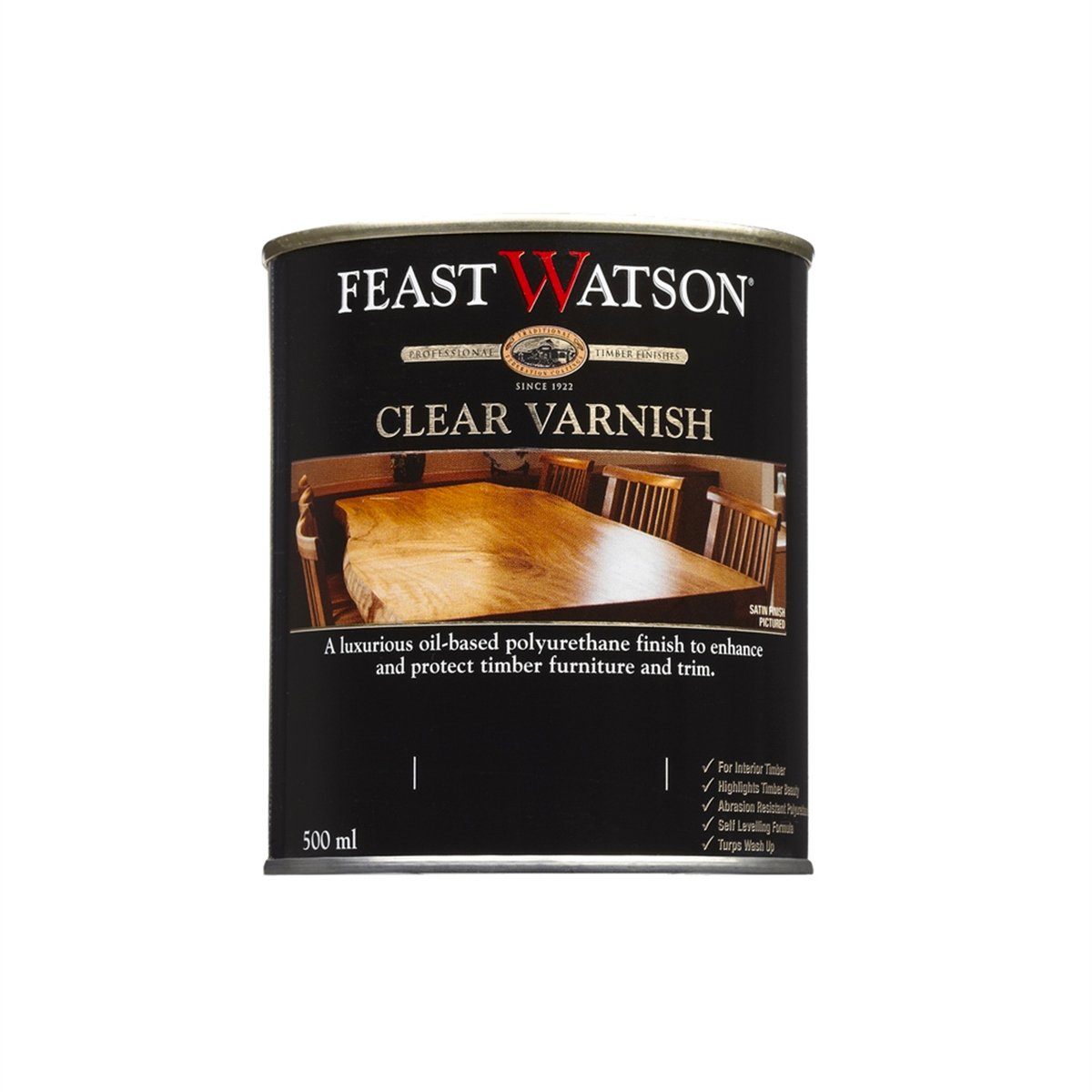 Feast Watson Clear Varnish - 500ml - Oil Based - Scratch Resistant - SuperSaverAU - view 1