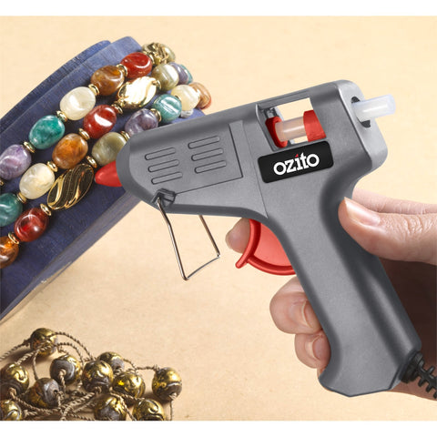 Ozito 10W Trigger Flow Glue Gun GGM-010 - Built-In Stand, Grey