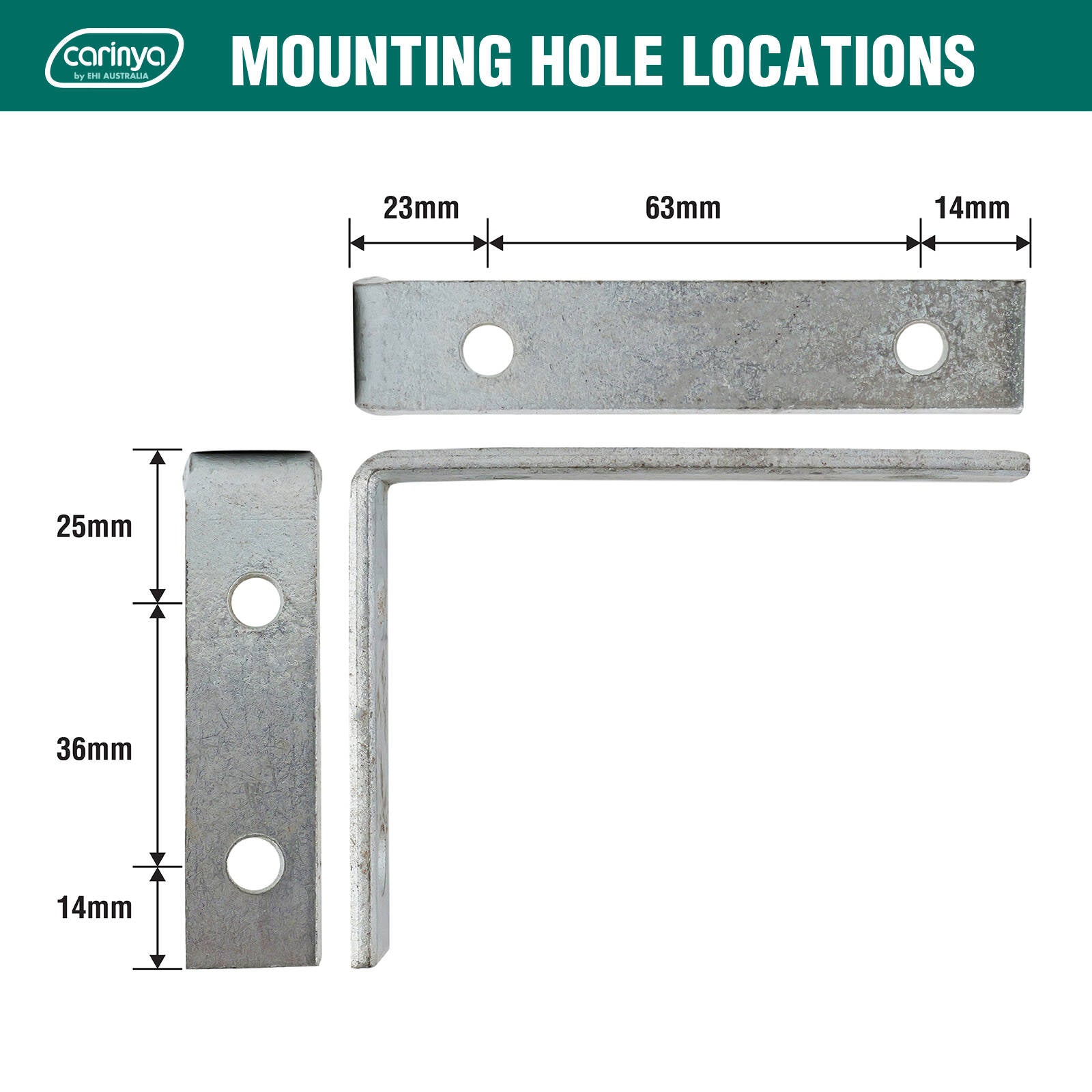 Carinya 100 x 75mm Zinc Plated Steel Heavy Duty Angle Bracket - 150kg Capacity