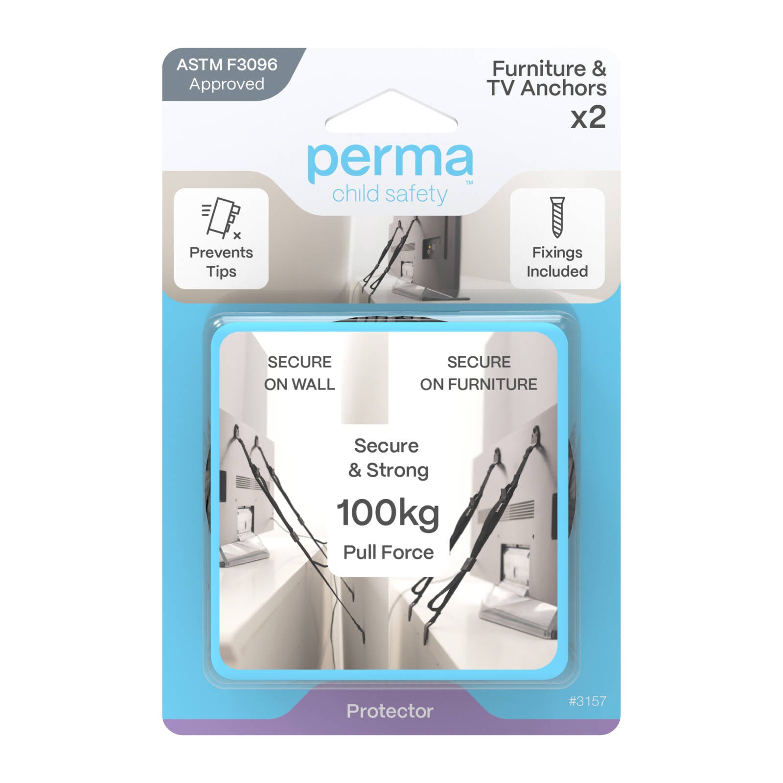 Perma Child Safety TV and Furniture Anchors 2 Pack