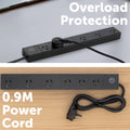 Arlec 6 Outlet Surge Protected Powerboard 380mm - Black - Wide Spaced - SuperSaverAU - view 2