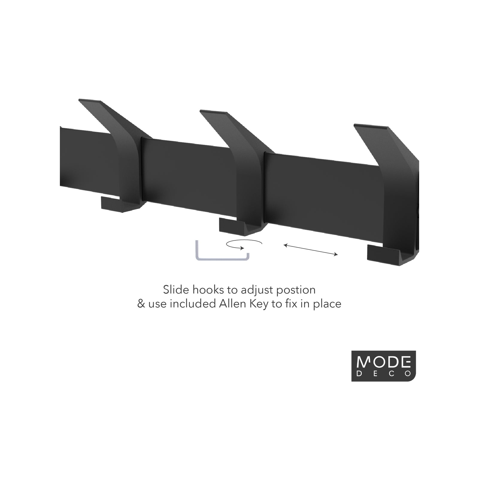 MODE 4 Hook Sliding Hat & Coat Rack, Black Board with Adjustable Hooks