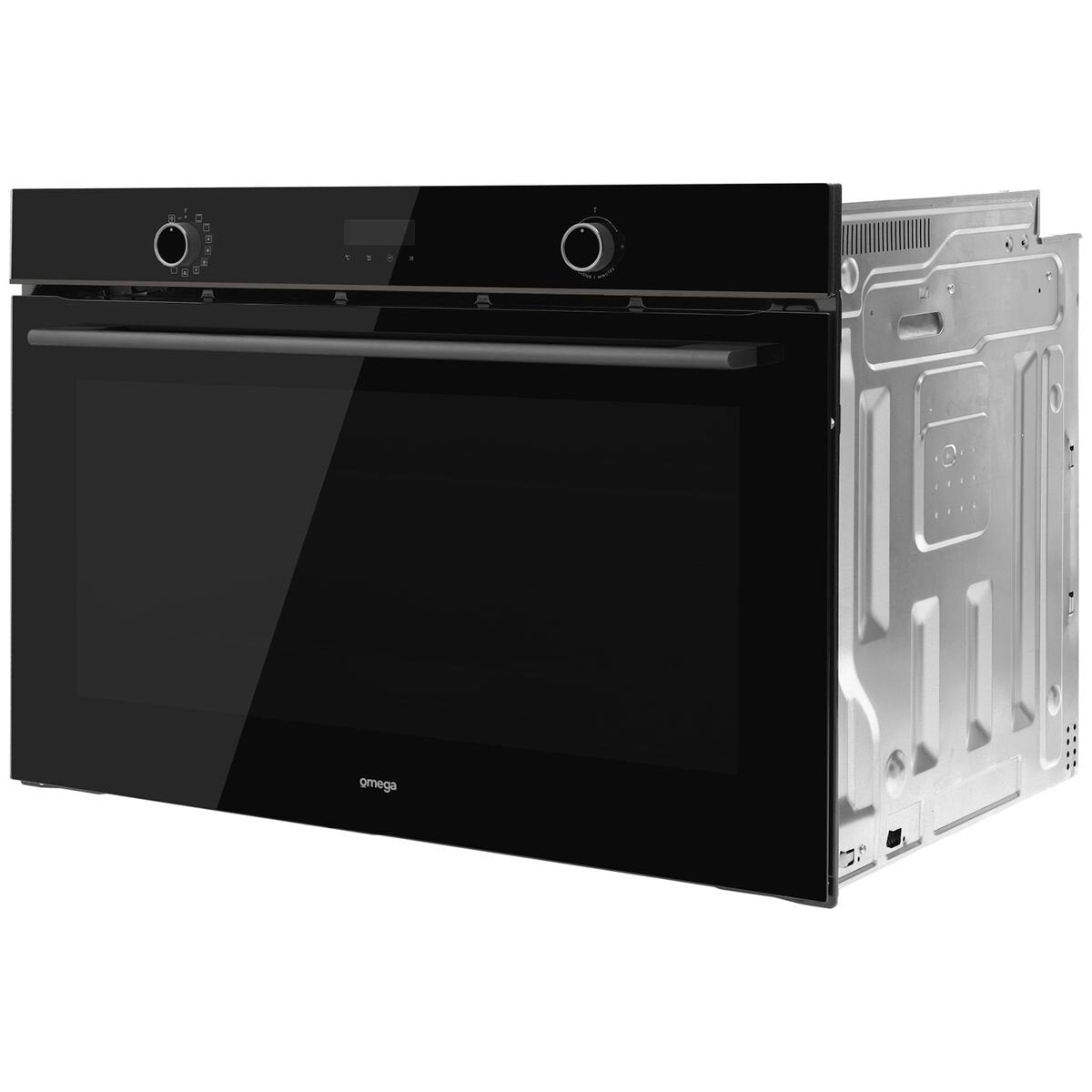Omega 11 function built-in oven with AirFry - 148L, black glass, Midnight trim, telescopic runners - OBO9011AM