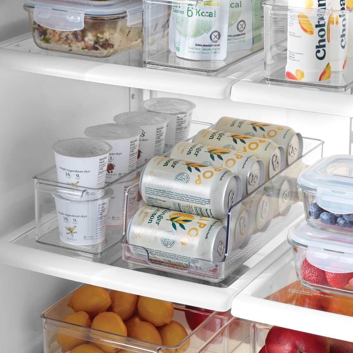 The Container Store 8 piece fridge pack 1 - Clear PET bins, egg drawer and bottle holders - VTCS-FRIDGE-P1