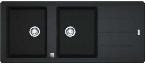 Franke BFG621ONYX Basis Double Bowl Sink with Reversible Drainer - Two 27L Bowls, Fragranite Onyx