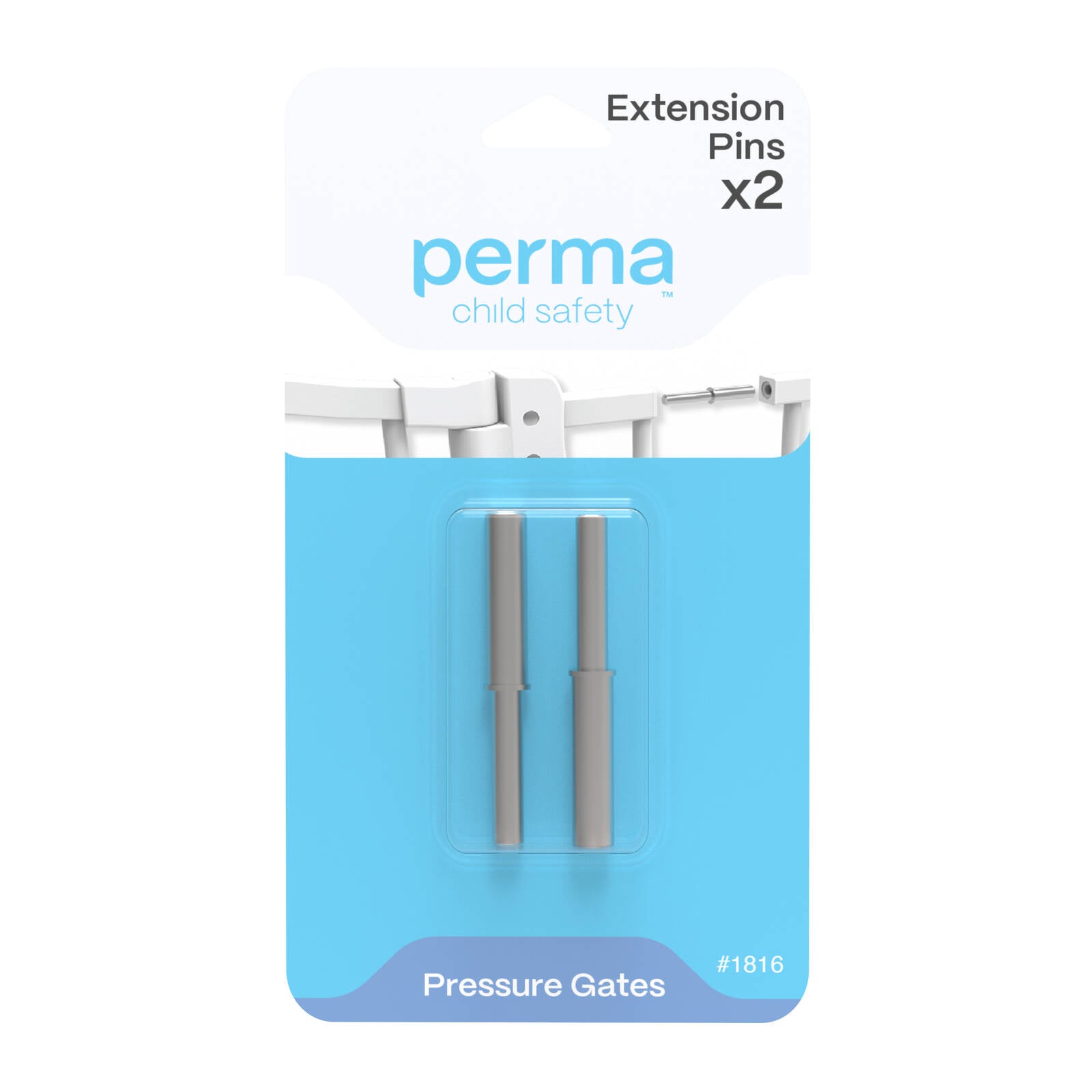 Perma Child Safety Gate Extension Pins 2 Pack Metal Pressure-Mount