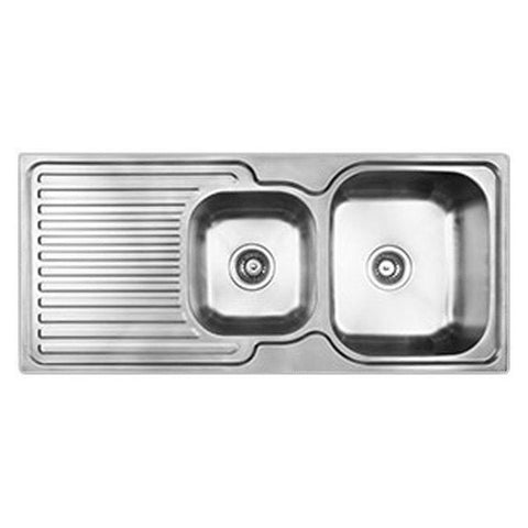 Abey Entry 1 and 3/4 bowl stainless steel topmount sink with left hand drainer - EN175R