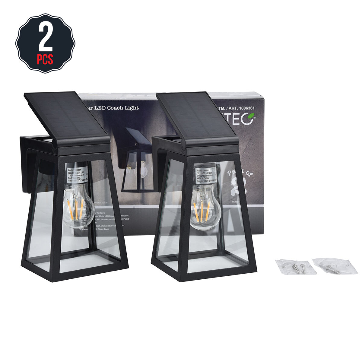 Lutec Solar LED Coach Light 2 Pack 6990905012