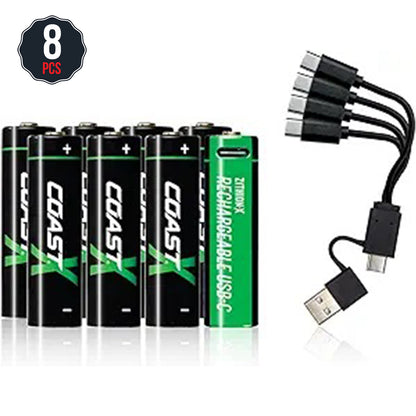 COAST ZITHION-X AA/AAA USB-C Rechargeable Lithium Batteries 8 Pack