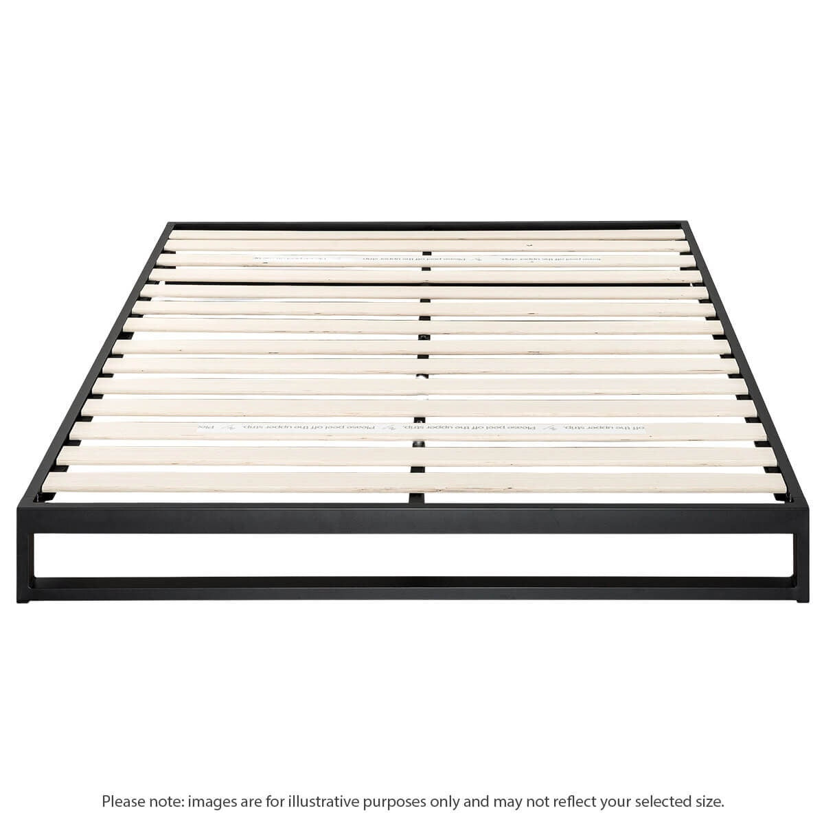 Zinus Queen 18cm Low Metal Bed Frame - Black, Durable Steel and Wood Slats - AU-SSBF-7Q