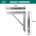 Carinya 350 x 350mm Galvanised Heavy Duty Brace Stay Bracket, 500kg Capacity, Indoor/Outdoor