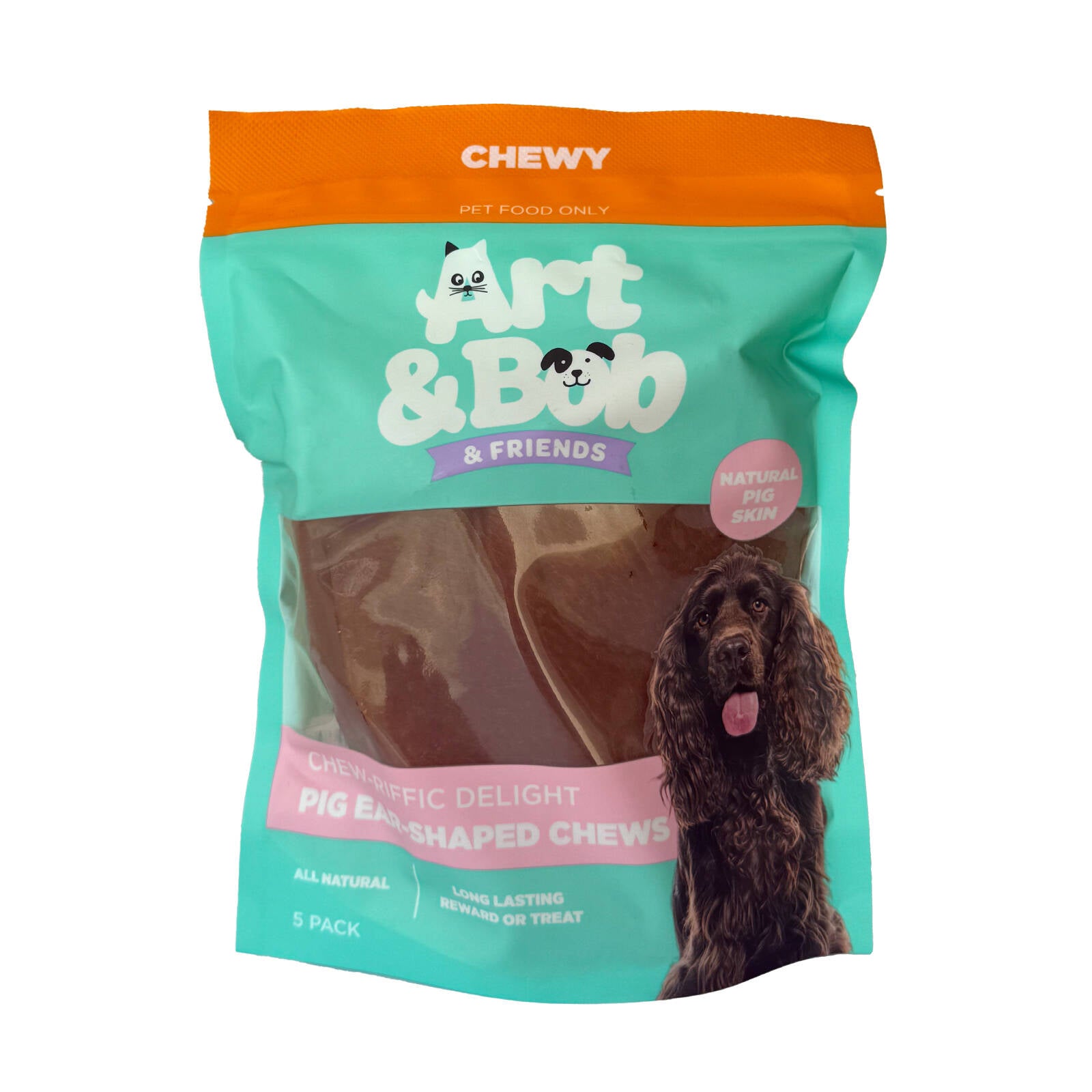 Art & Bob Pig Ear-Shaped Natural Chews Adult Dog Treats - 5 Pack
