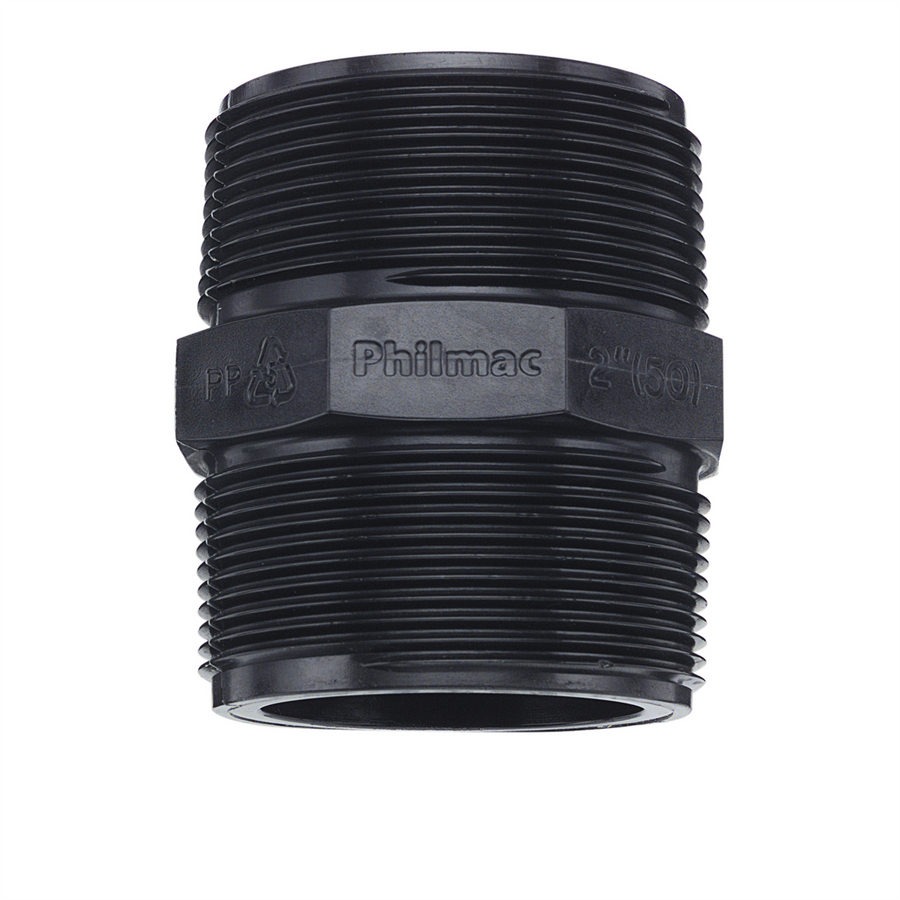 Philmac BSP Threaded Pipe Nipple 1-1/2" - Polypropylene PN16 1600kPa