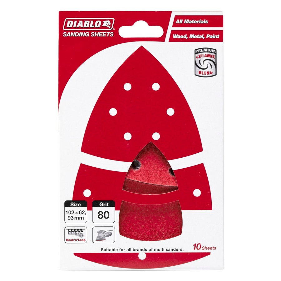 Diablo Abrasive Multi Sander Sheets 102x62mm 80 Grit 10 Pack - SuperSaverAU - view 1