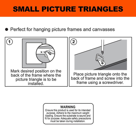 Everhang 6kg Brass Plated Steel Picture Hanging Triangle D-Ring - 4 Pack