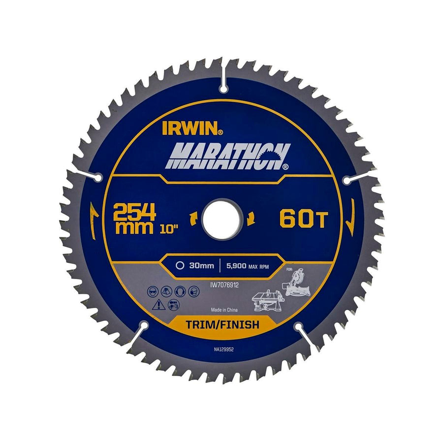 Irwin 254mm 60t Marathon Circular Saw Blade - Tungsten Carbide - Durable - SuperSaverAU - view 1