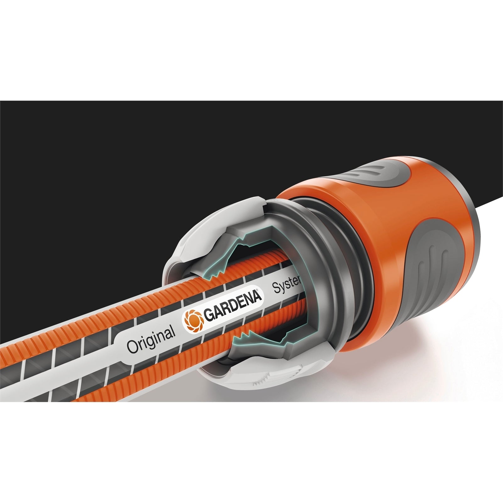 GARDENA 13mm Hose Connector with Soft Grip - Grey/Orange Plastic Outdoor Fitting